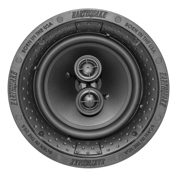 R6D in-ceiling speaker with grille removed. It is used in commercial and home theater installations.