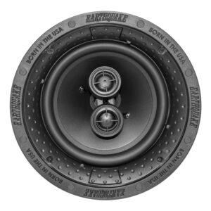 R8D in-ceiling speaker with grille removed. It is used in commercial and home theater installations.