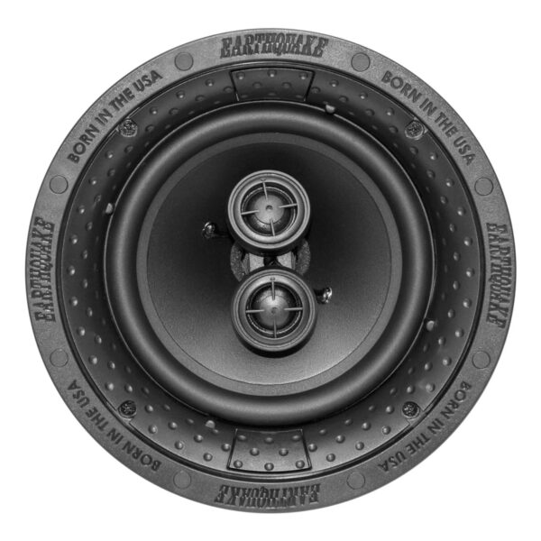 R8D in-ceiling speaker with grille removed. It is used in commercial and home theater installations.