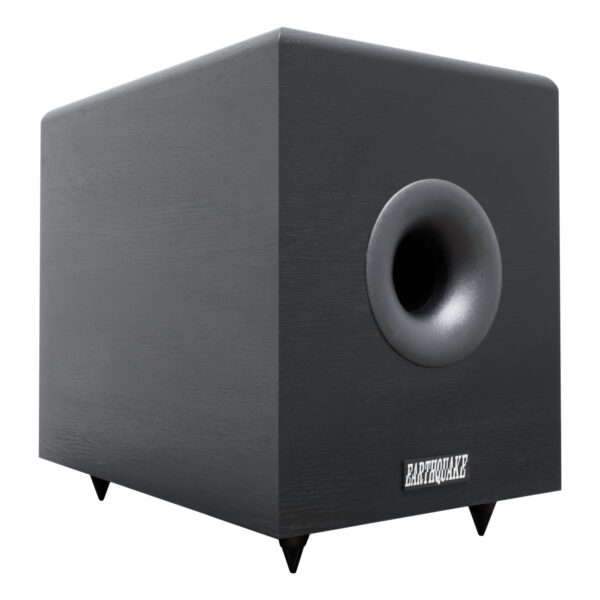 Earthquake SUB-80X down firing subwoofer with front flared port for home audio